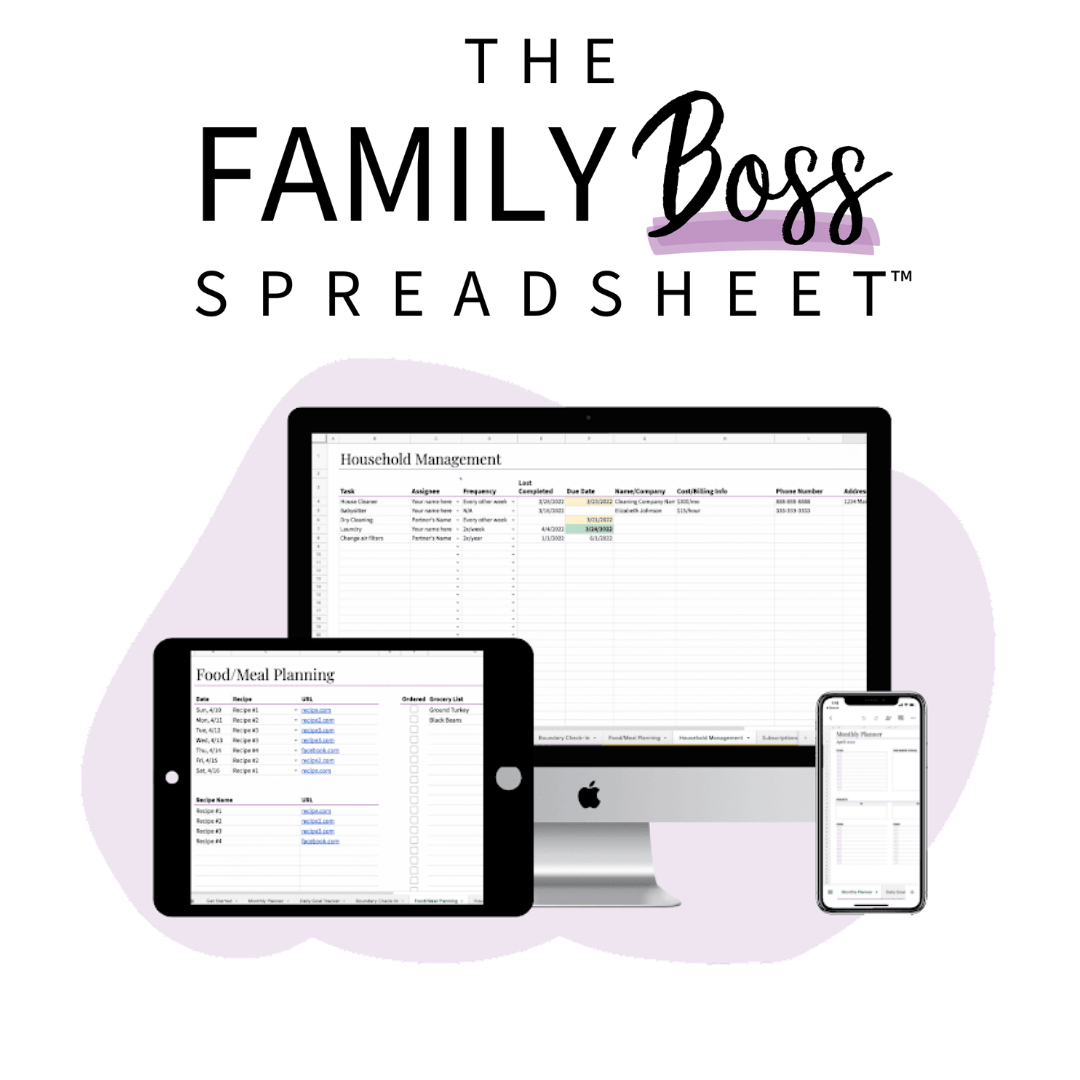 Family Boss Spreadsheet is a home management spreadsheet that helps you manage everything about your life digitally in one place.