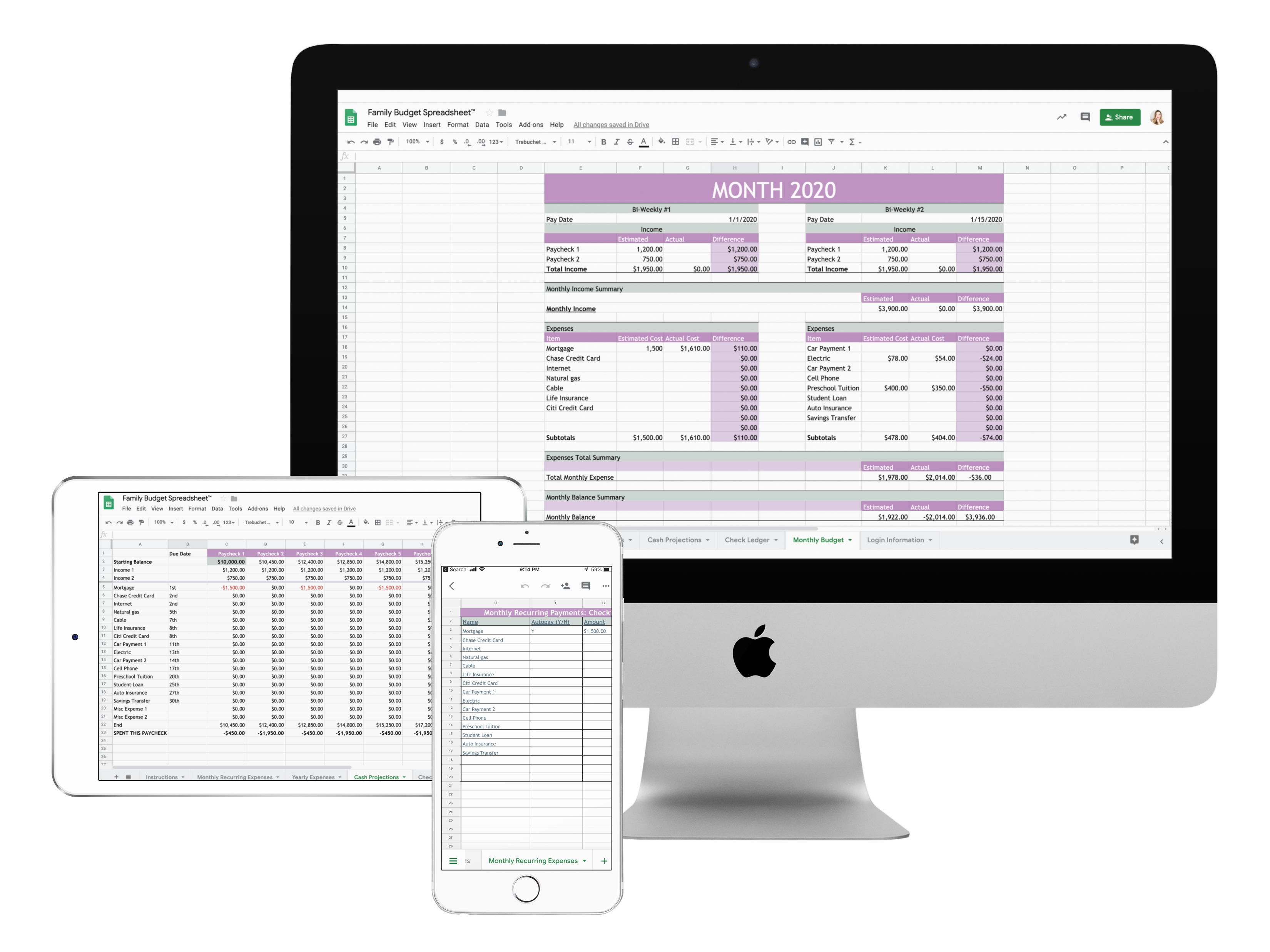 The family budget spreadsheet is your go-to resource for managing your family finances all in one place with the best Google Sheet budget spreadsheet available