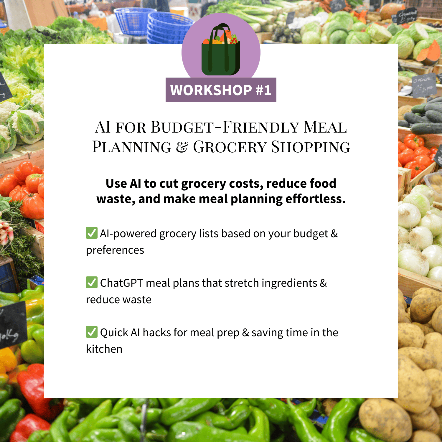 AI for Budget-Friendly Meal Planning & Grocery Shopping
✅ AI-powered grocery lists based on your budget & preferences
✅ ChatGPT meal plans that stretch ingredients & reduce waste
✅ Quick AI hacks for meal prep & saving time in the kitchen