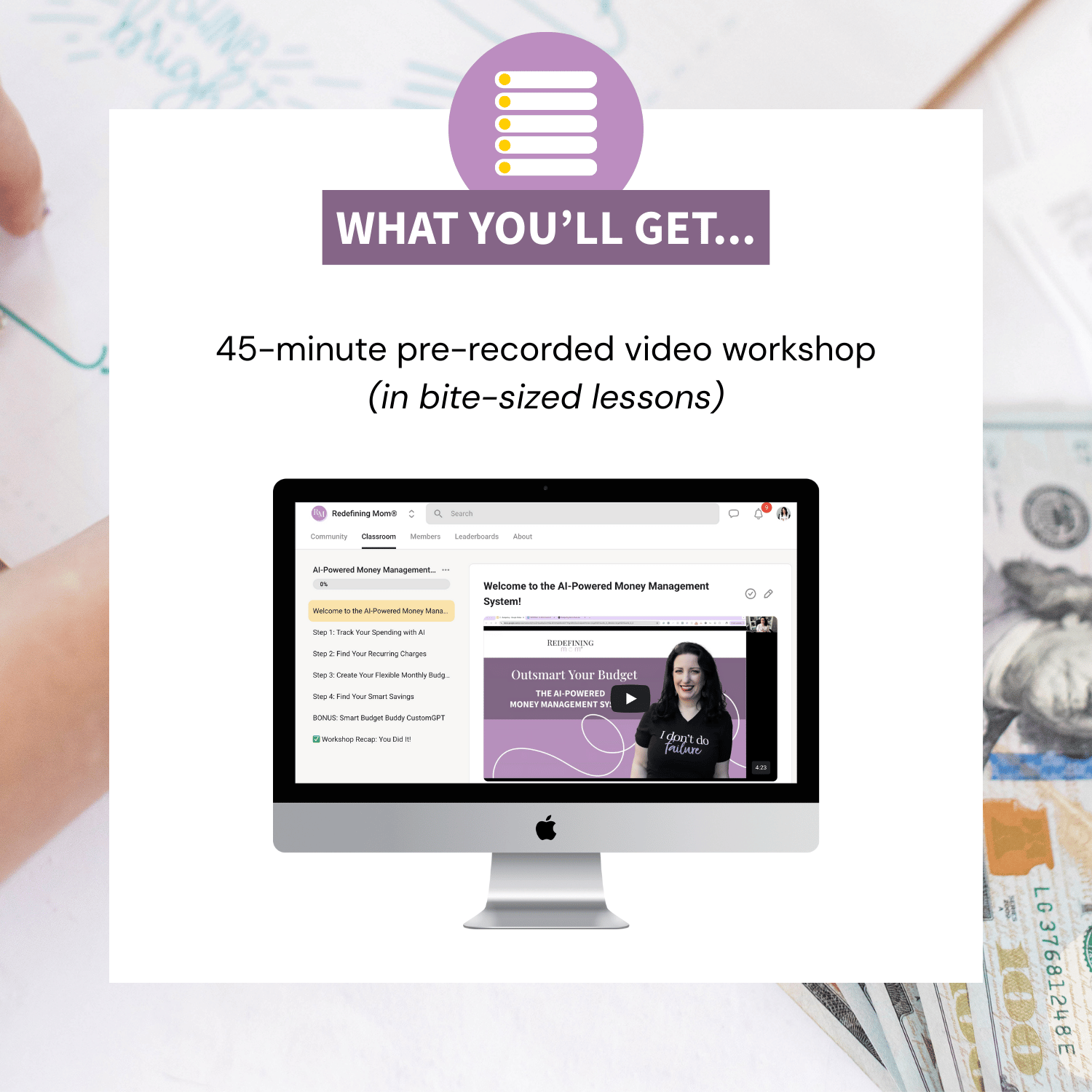 AI Mom Hacks Smart Budgeting what you'll get inside the workshop.