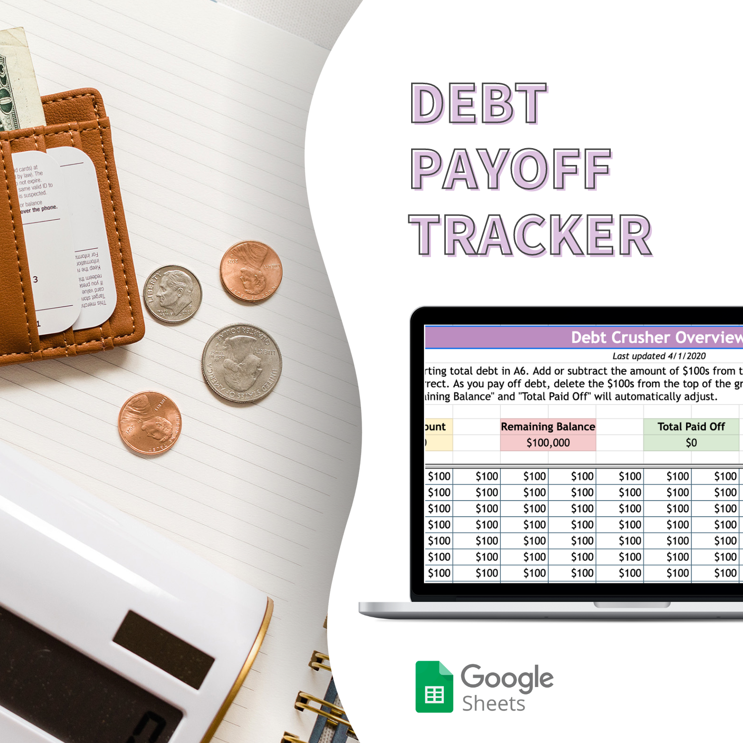 Debt payoff tracker spreadsheet template for google sheets and excel