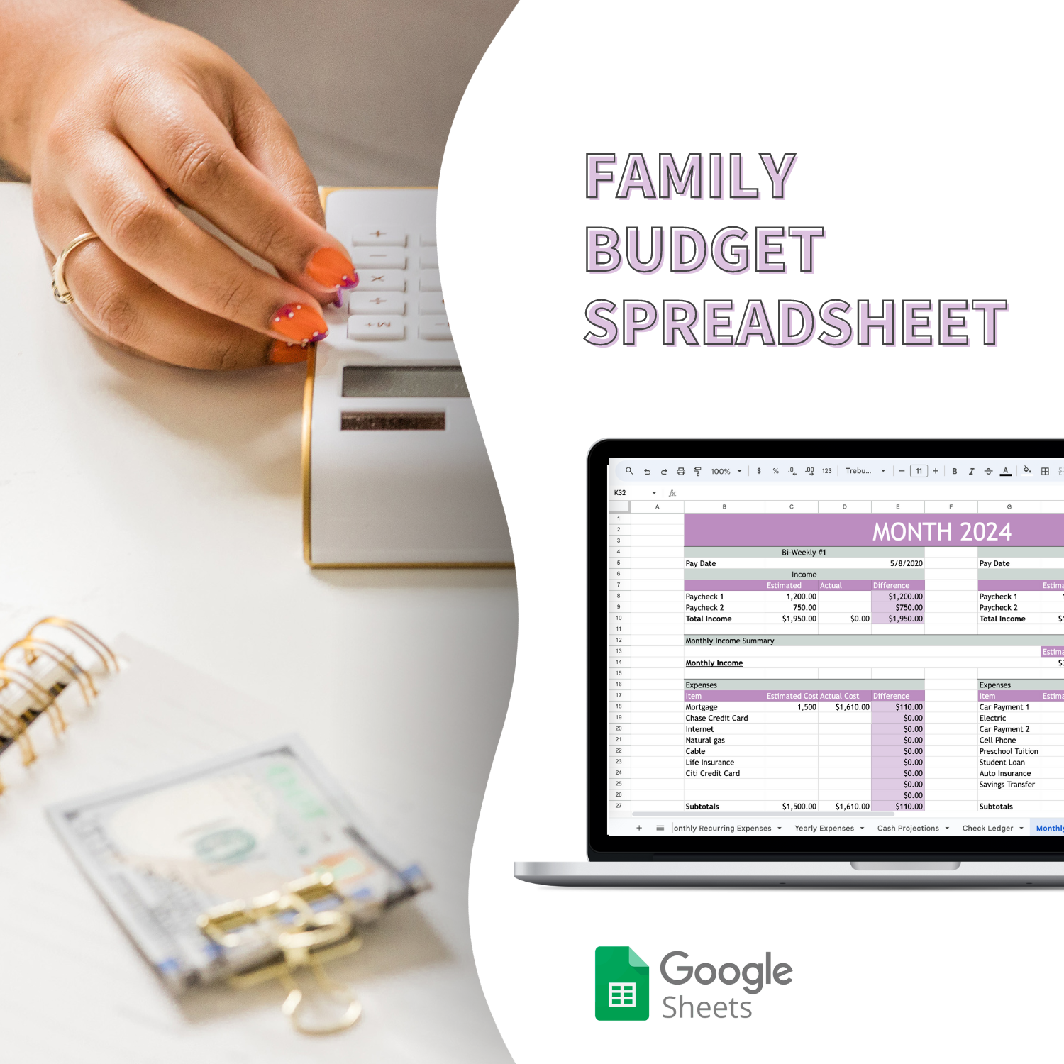 The family budget spreadsheet is your go-to resource for managing your family finances all in one place!