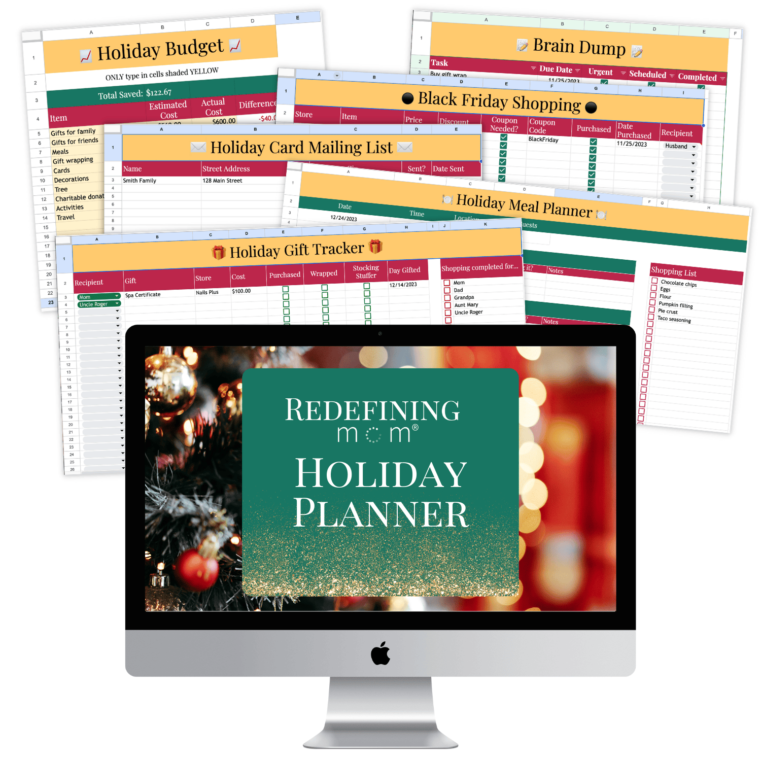 holiday planner template in an easy google sheet format