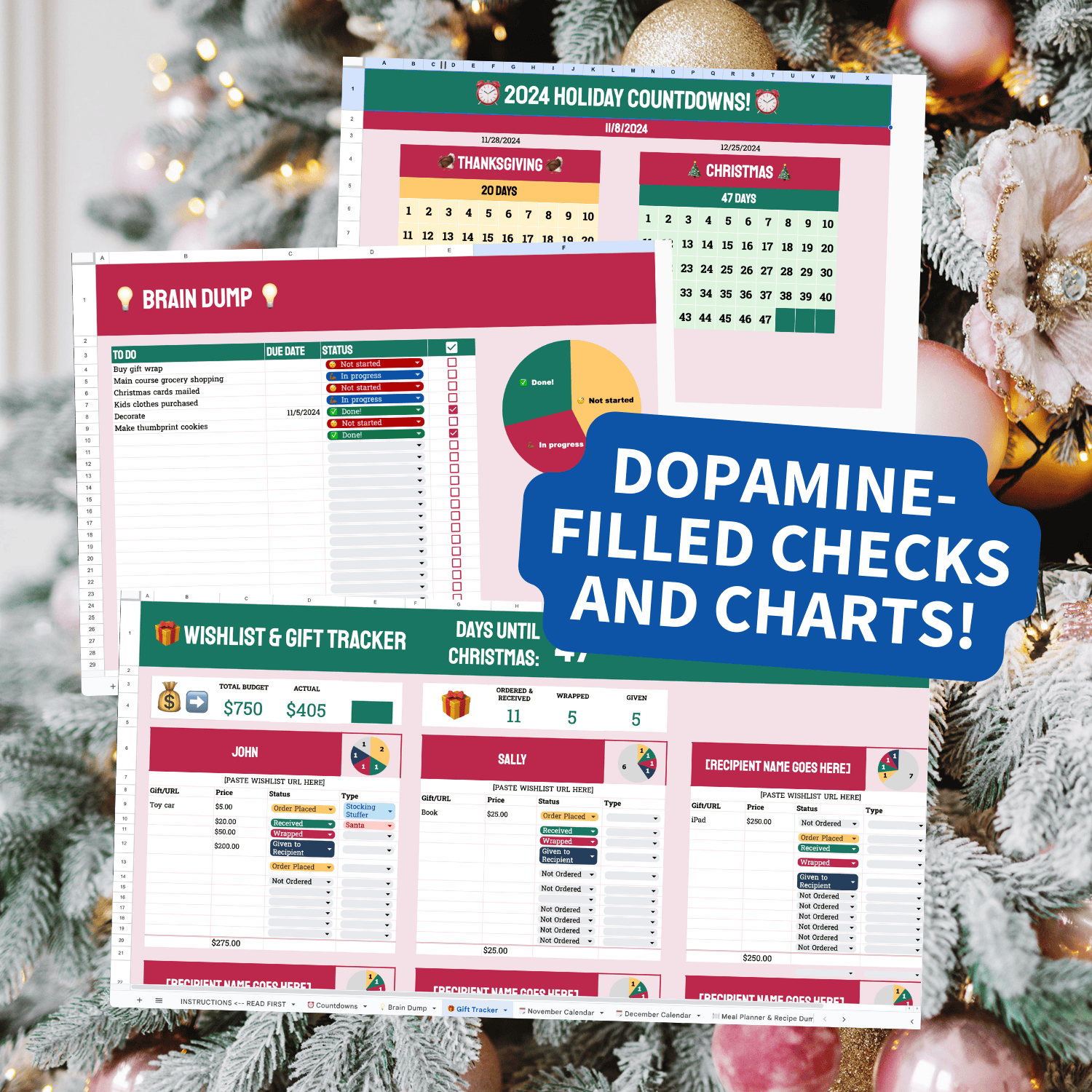 Holiday Countdowns, Brain Dump, Wishlist & Gift Tracker