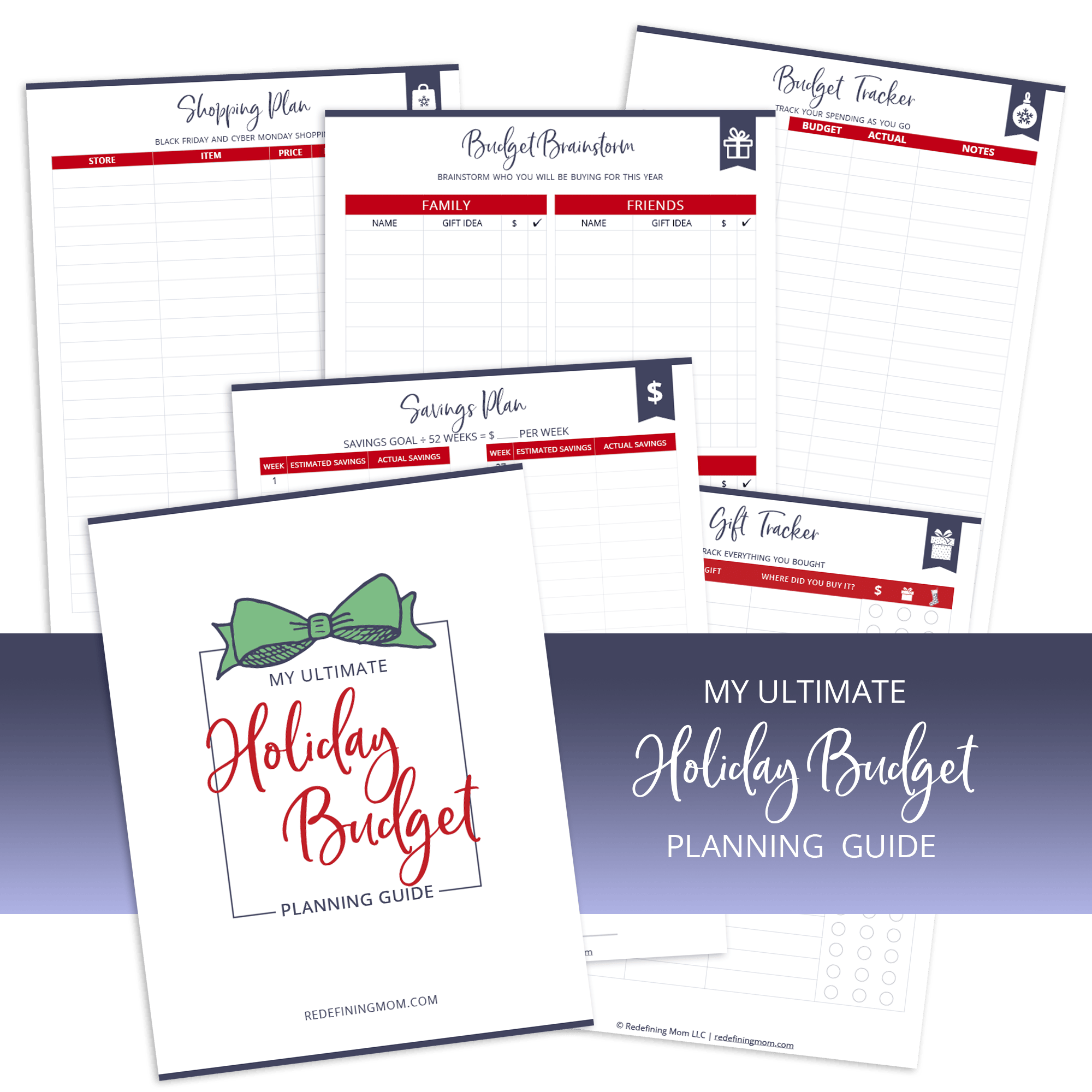 holiday budget planner printable mockup